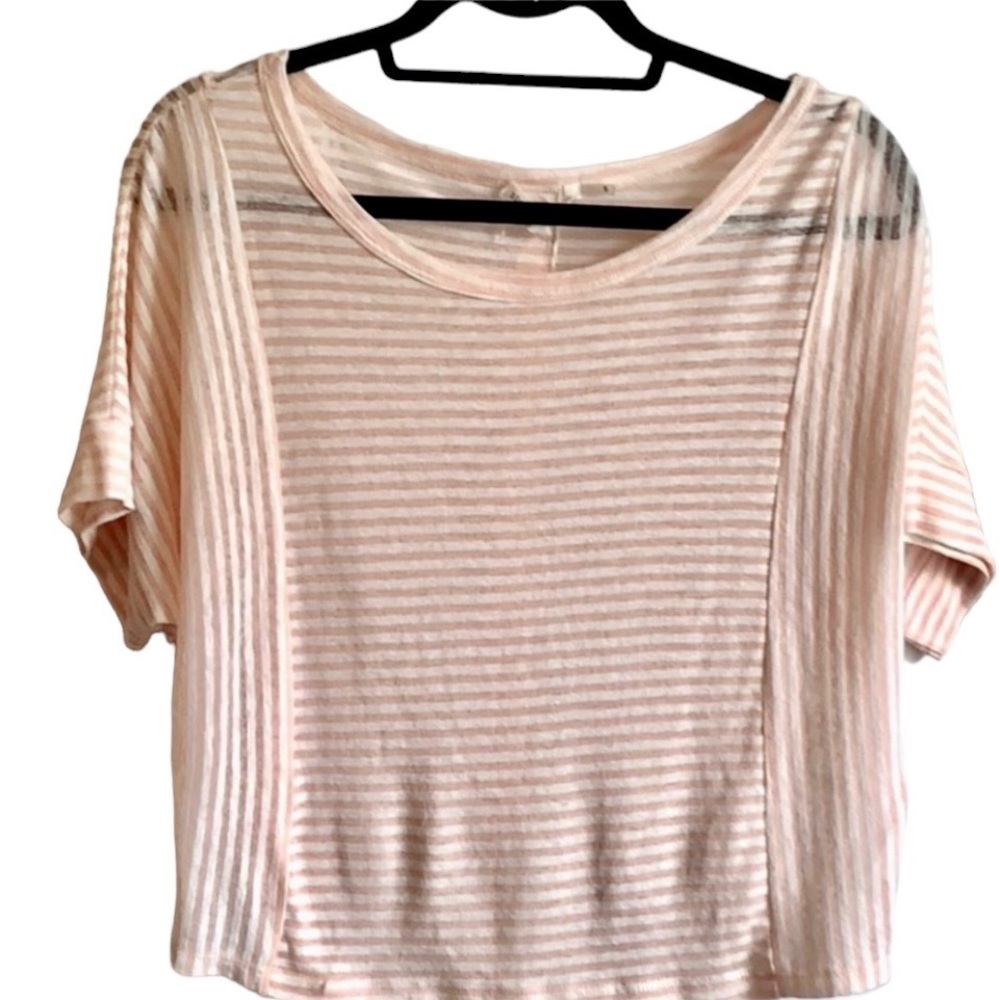 Peach and cream striped crop top